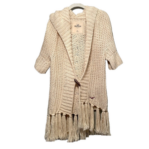 HOLLISTER CREAM HOODED SWEATER SIZE M/L
